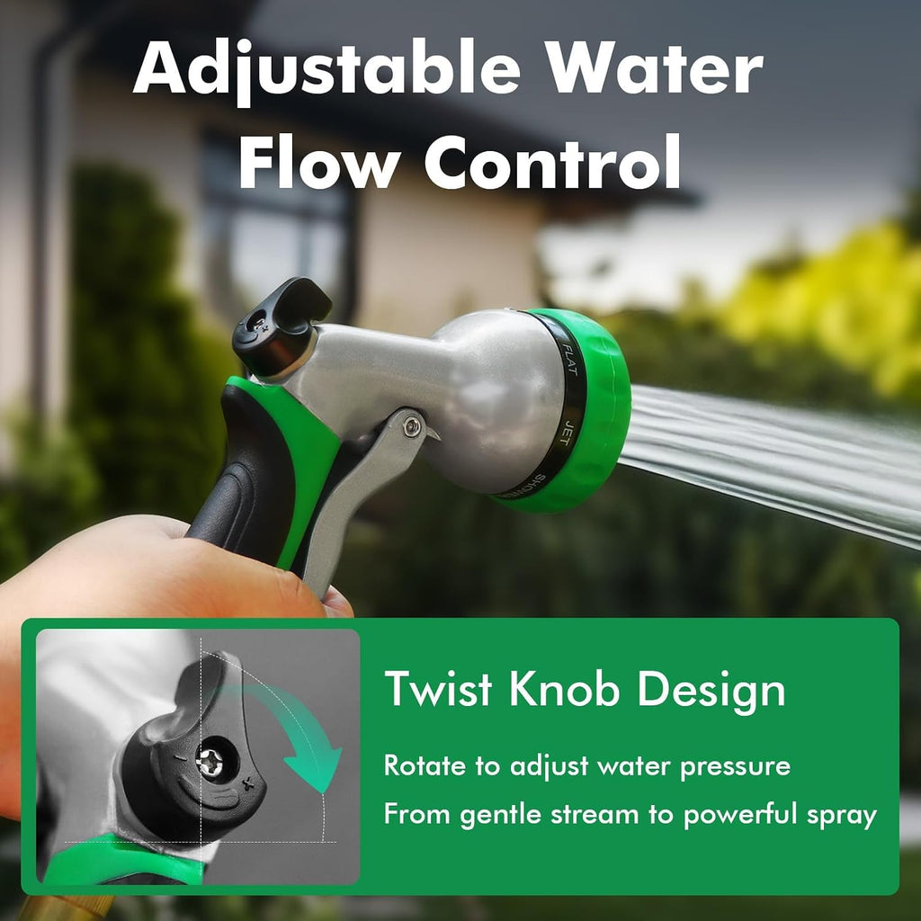 Restmo Garden Hose Nozzle, Heavy Duty Metal Water Hose Nozzle With 7 Adjustable Spray Patterns, High Pressure Hand Sprayer With Flow Control For Watering Plants & Lawns, Washing Cars & Pets