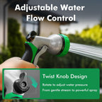 Restmo Garden Hose Nozzle, Heavy Duty Metal Water Hose Nozzle With 7 Adjustable Spray Patterns, High Pressure Hand Sprayer With Flow Control For Watering Plants & Lawns, Washing Cars & Pets