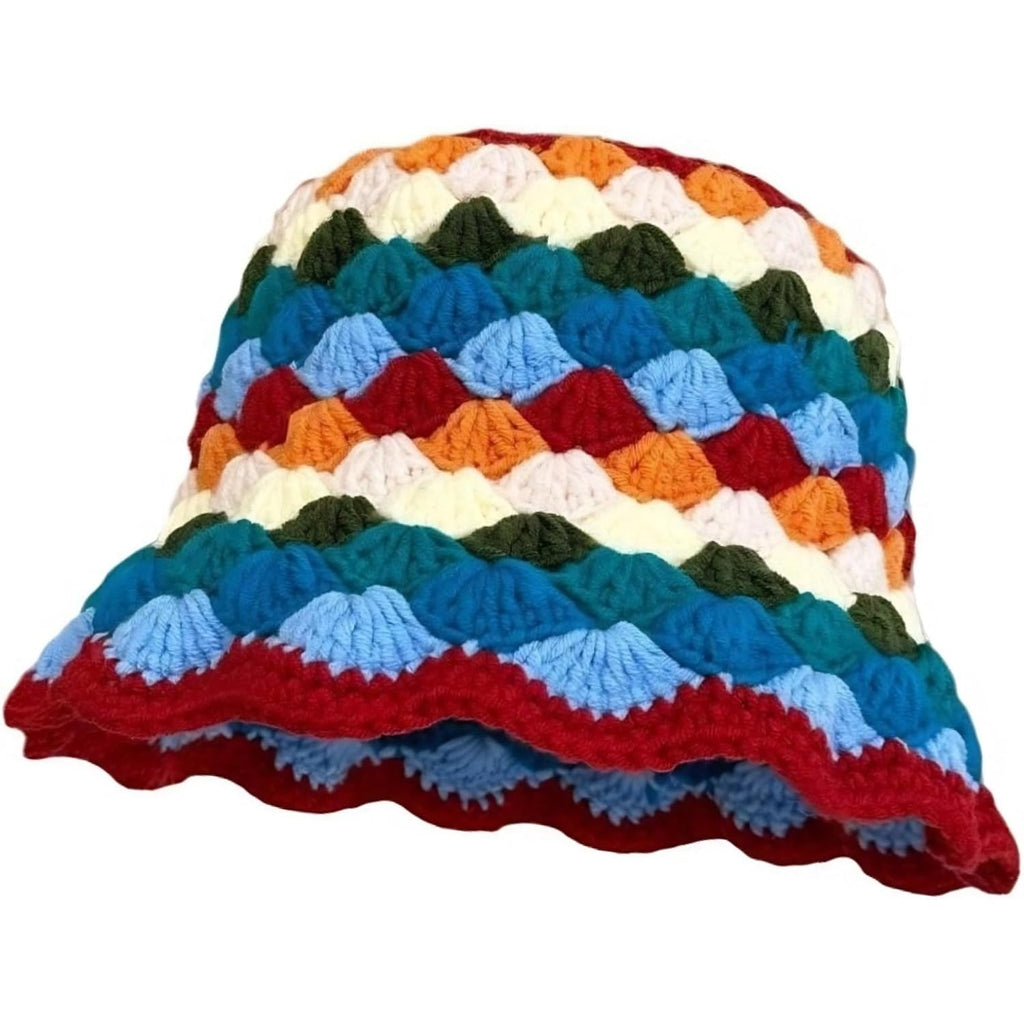 Women'S Crochet Bucket Hat Handmade Knit Cloche Beanie Foldable Floppy Sun Hat Cute Fishing Hat Floral Cap Trendy Outdoor