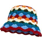 Women'S Crochet Bucket Hat Handmade Knit Cloche Beanie Foldable Floppy Sun Hat Cute Fishing Hat Floral Cap Trendy Outdoor