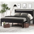 Sha Cerlin 14 Inch Queen Size Metal Platform Bed Frame With Wooden Headboard And Footboard, Mattress Foundation, No Box Spring Needed, Large Under Bed Storage, Non-Slip Without Noise, Black Oak
