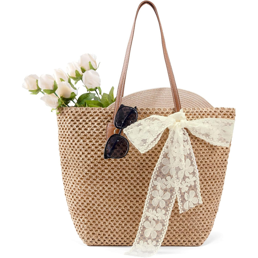 Straw Beach Tote Bag For Women: 2026 Large Woven Handbag With Zipper, Perfect For Vacation, Travel And Summer Pool
