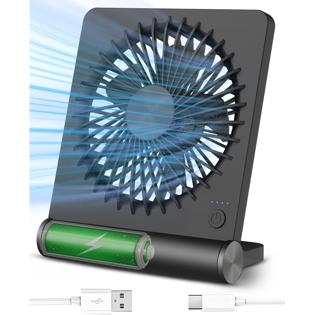 Desk Fan, Rechargeable Battery Operated, 3 Speeds Ultra Quiet Strong Wind | Usb-C Powered,180° Tilt Folding.25Db Quiet.2000Mah Battery:12/8.5/4.5Hrs.Portable,Personal Fan For Desk,Office,Home,Bedroom.
