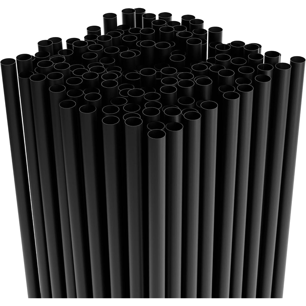 7.75" Plastic Straws (500 Count), Disposable Straws - Made For Standard 16Oz Glass (Black)