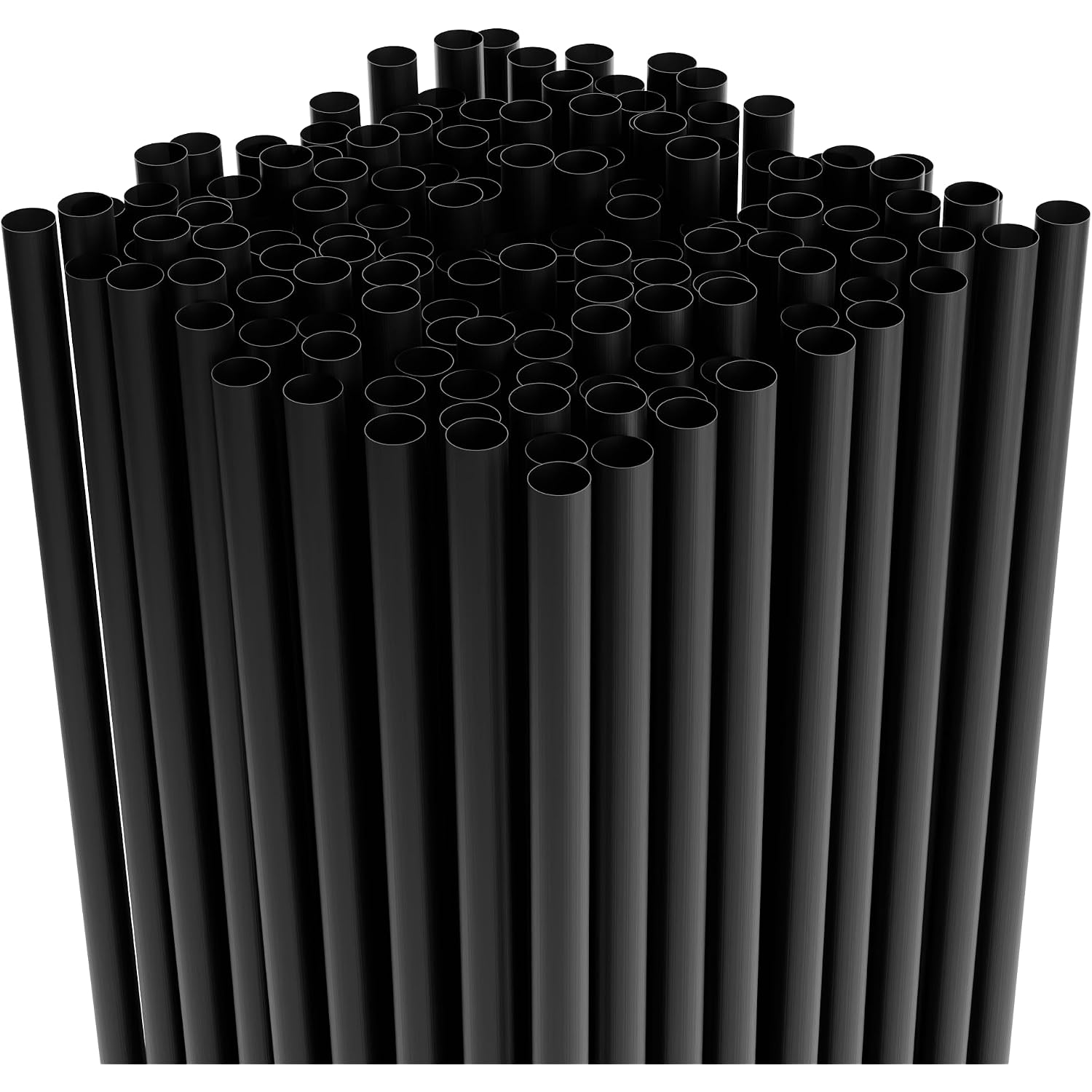 7.75" Plastic Straws (500 Count), Disposable Straws - Made For Standard 16Oz Glass (Black)