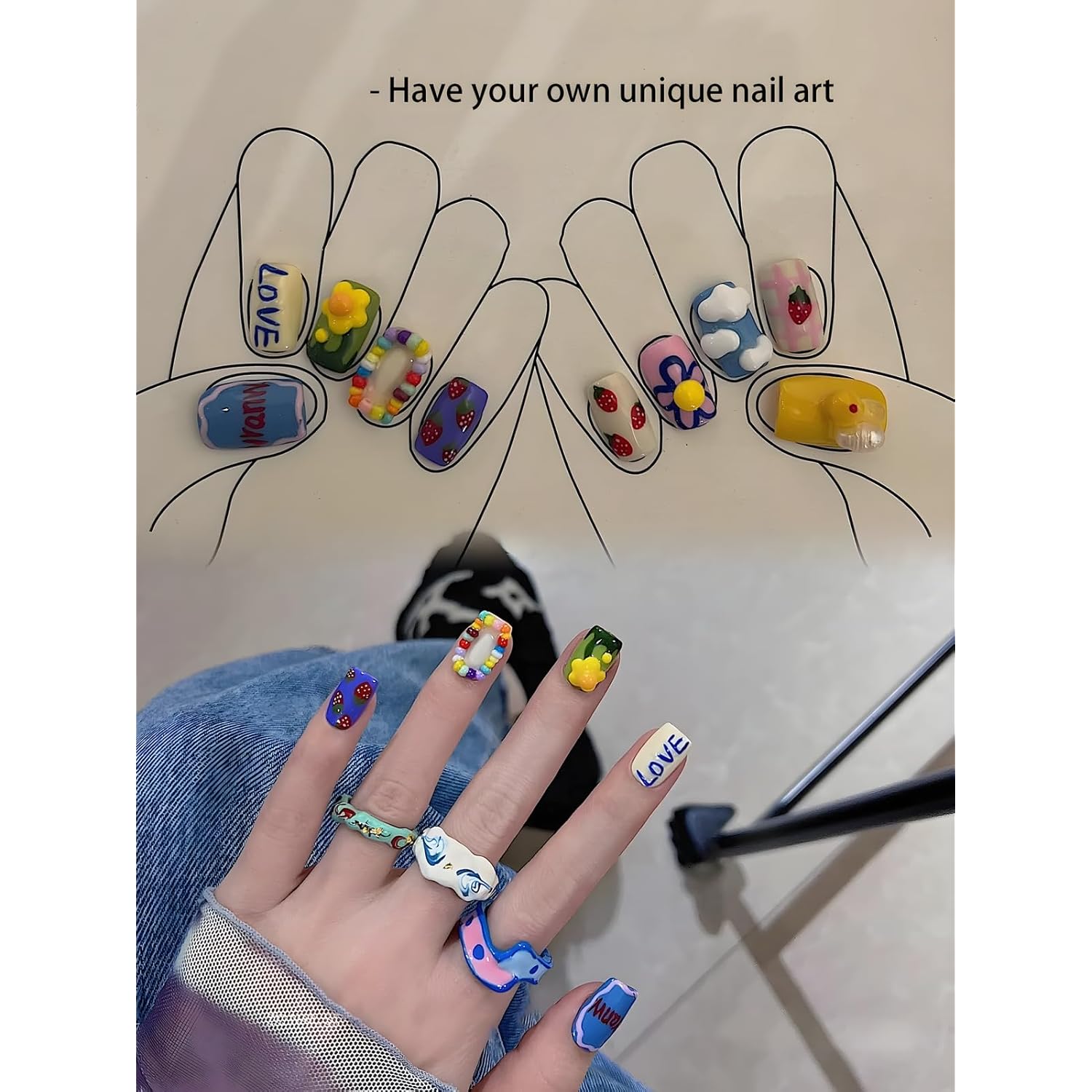 10 Colors Double Ended Metallic Nail Art Marker Pens, 3D Metallic Nail Graffiti Dotting Drawing Point Pen Sets Nail Art Painted Pen Nail Design Kit for Nail Design Nail DIY Decoration