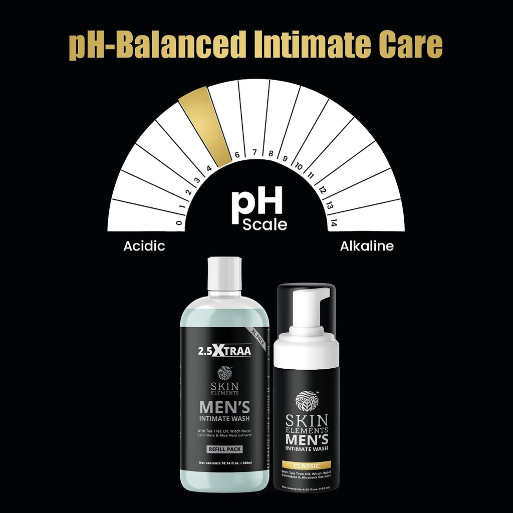 Skin Elements Men'S Intimate Wash Jumbo Pack | With Refill | For 180 Days | 14.2 Fl. Oz | Ph Balanced Hygiene Foaming Wash | Controls Bad Odor | Tea Tree Oil | Super Saver Pack |
