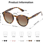 SOJOS Retro Round Polarized Sunglasses for Women Men Classic Vintage Sunnies SJ2069 Amber Tortoise/Brown