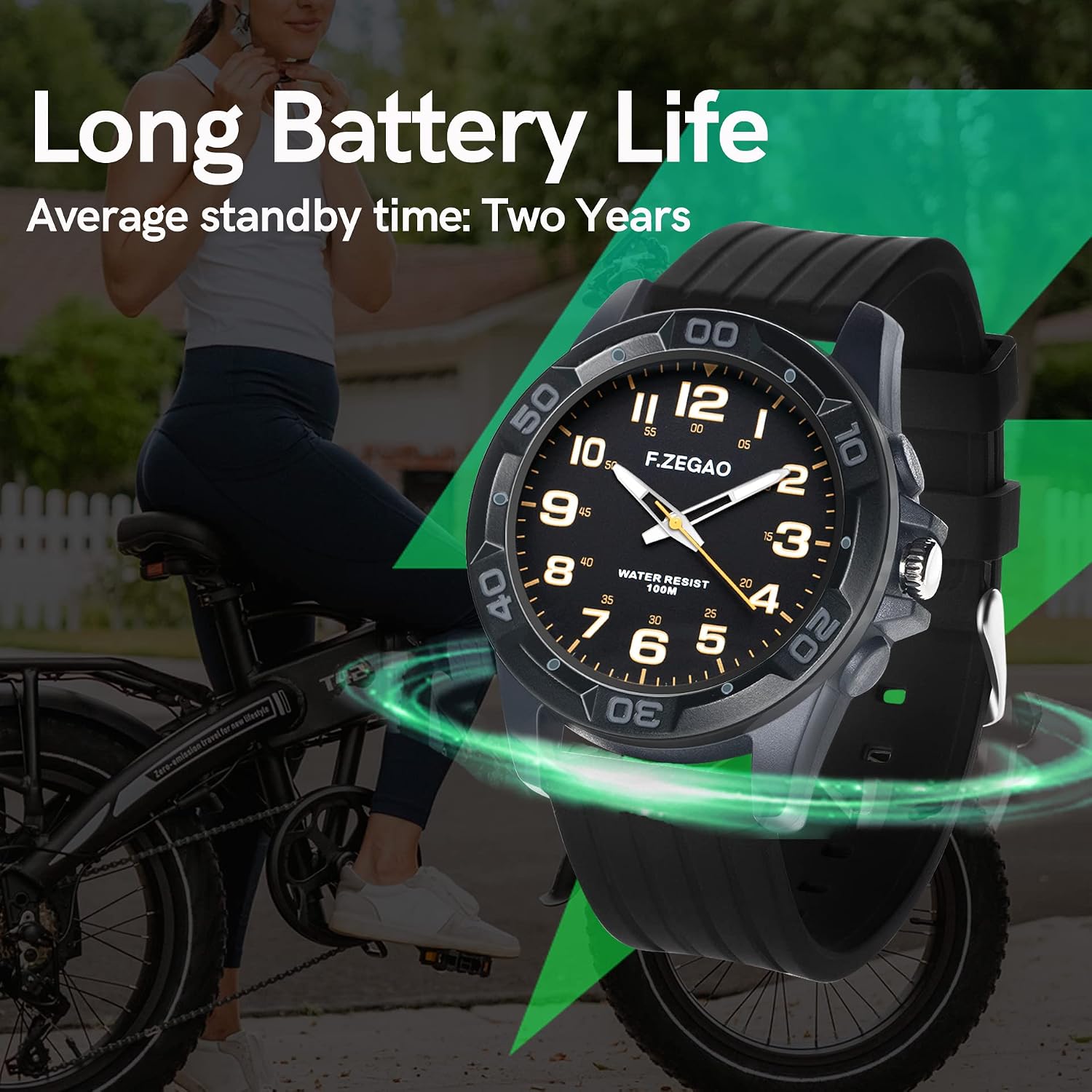 100M Waterproof Watch For Swimming, Easy Read Unisex Analog Watch, Second Hand Diver Analog Watch Men, 45Mm Diameter