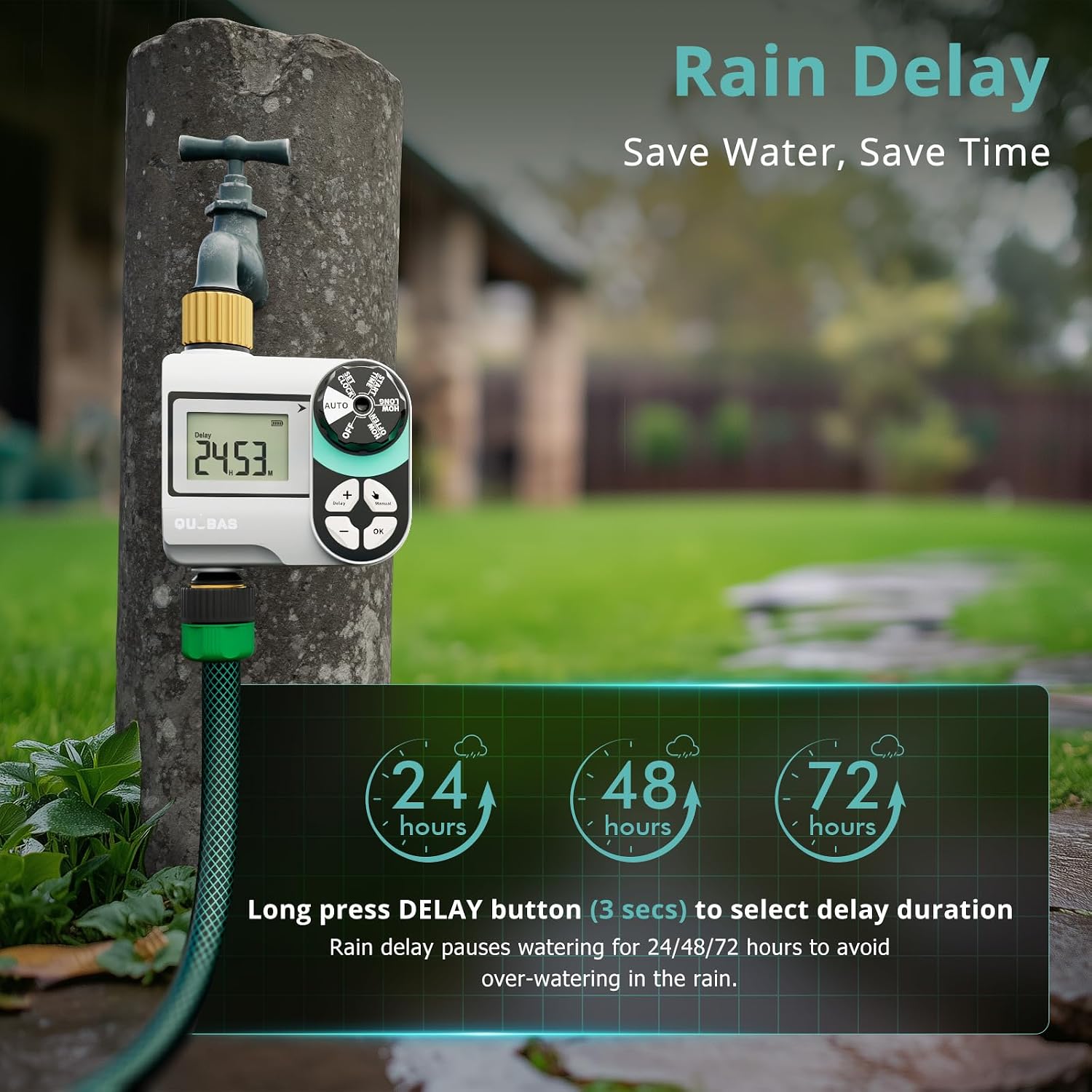 Brass Sprinkler Timer, Programmable Water Hose Timer For Garden Hose Faucet With Waterproof Hd Screen, Rain Delay/Manual/Automatic Irrigation Watering System For Garden, Lawn, Yard