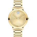 Movado Bold Women'S Gold-Plated Crystal-Set Watch - Swiss Quartz Movement, 3 Atm Water Resistant Luxury Timepiece - Gift For Her - 34Mm