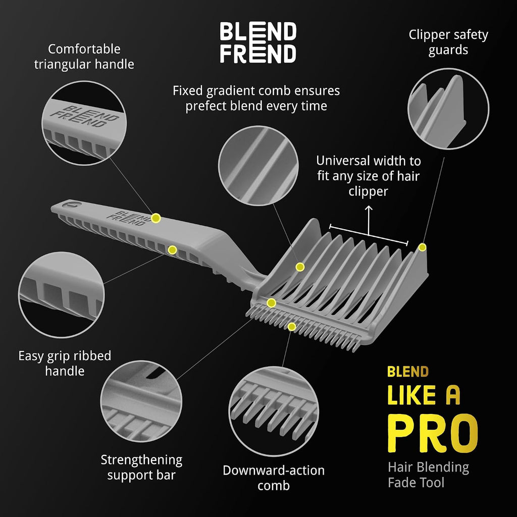 Blend Frend Original – Left Handed Professional Hair Blending Tool (Grade 1 – 3Mm) | Seamless Fade & Taper Guide | Easy Diy Haircuts For Men & Boys | Works With All Clippers