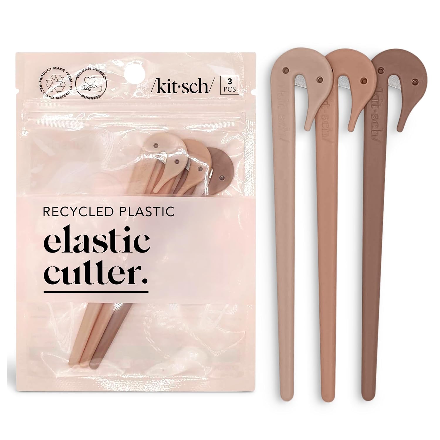 Kitsch Elastic Hair Tie Cutter Tool – Gentle, No Pull For Easy Elastic Bands For Hair Removal | Hair Rubber Bands Cutter – Multicolor, 3Pc Set