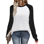 Wiholl Long Sleeve Shirts For Women Color Block Raglan Tops Casual Crewneck Basic Tees Fall Clothes 2026 Fashion