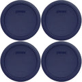 Pyrex 7201-Pc (4-Cup) Blue Food Storage Lid (4-Pack) - Made In Usa | Bpa-Free Plastic | Round Shape | Replacement Cover | Designed For 7201 Glass Bowl | Dishwasher Safe