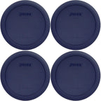 Pyrex 7201-Pc (4-Cup) Blue Food Storage Lid (4-Pack) - Made In Usa | Bpa-Free Plastic | Round Shape | Replacement Cover | Designed For 7201 Glass Bowl | Dishwasher Safe