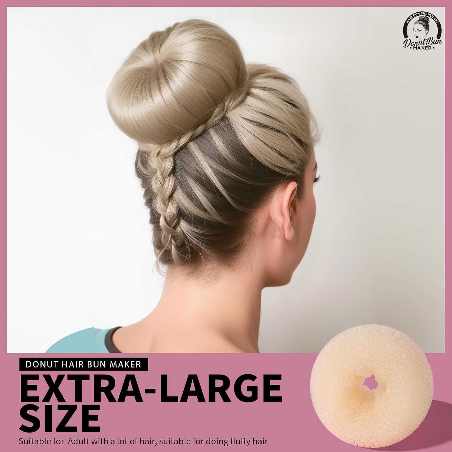 Teenitor 4 Pcs Hair Donut Hair Bun Maker(Extra-Large, Large, Medium, Small) With Hair Pins 20 Pcs, Blonde