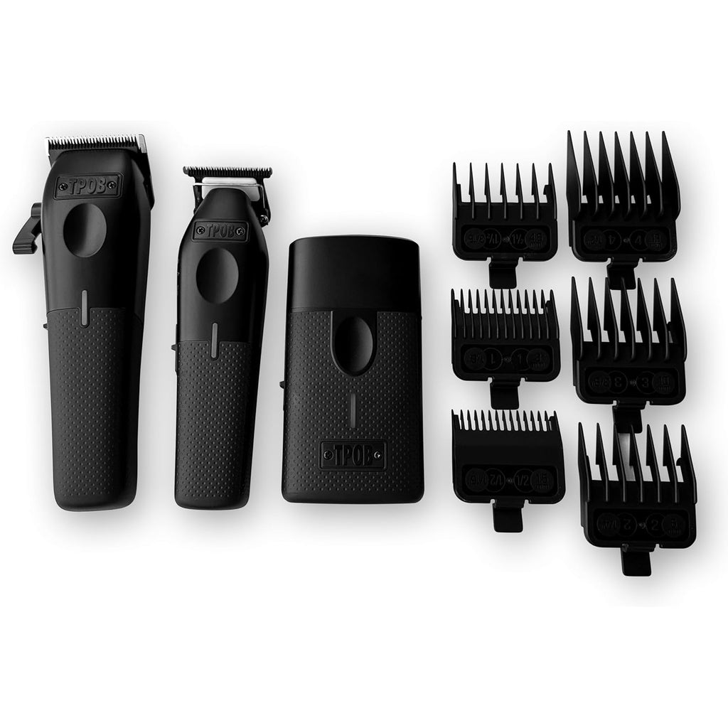 TPOB Play Barber Hair Clippers for Men 7500 RPM with Rubber Grips (Blackout 3 Set)