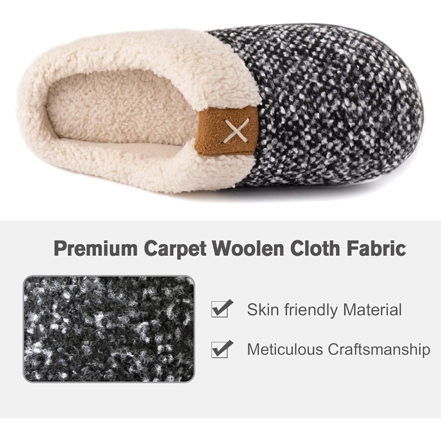 Ultraideas Women'S Indoor Bedroom Slipper With Memory Foam, Gift For Women, Wool-Like House Shoe With Anti-Skid Rubber Sole For Ladies