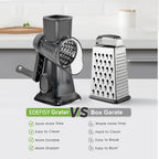 Cheese Grater Hand Crank Rotary Vegetables Shredder With Handle | 3-In-1 Graters, Interchangeable Blades, Non-Slip Base, Multifunctional Slicer