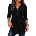 Zeagoo Women Blouses Long Sleeve Shirts Boho Henley V Neck Tops Business Casual Loose Pleated Fashion Clothing