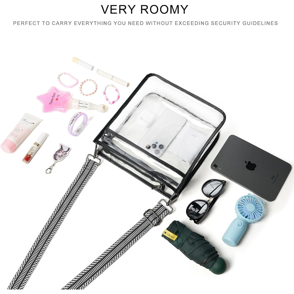 Bluome Clear Bag for Stadium Events 12x12x6, Clear Purses Stadium Bag Crossbody Purses for Concerts Football Games Travel