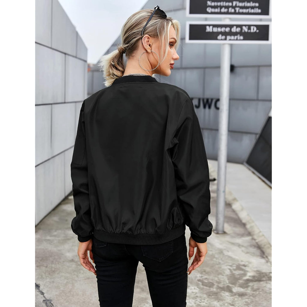 Zeagoo Women'S Bomber Jacket Casual Coat Zip Up Spring Fall Clothes With Pockets S-Xxl