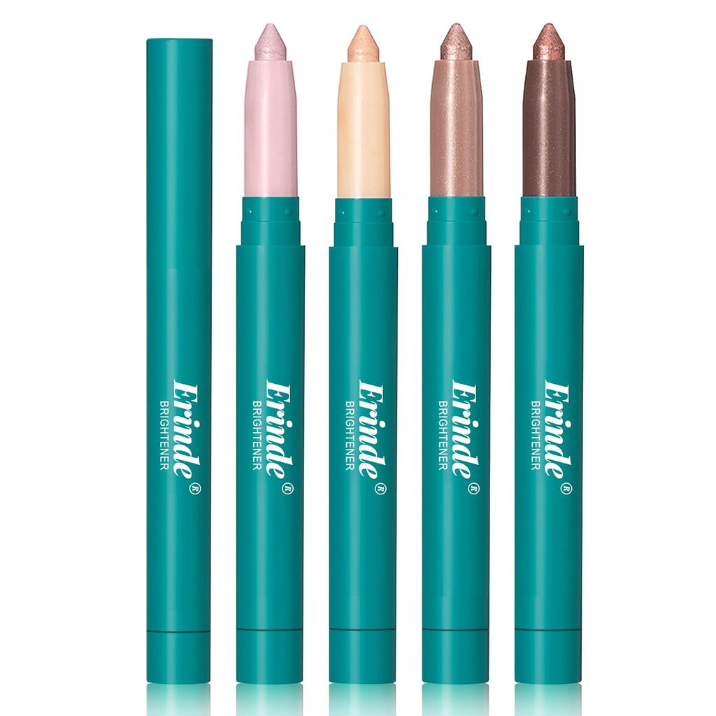 Erinde 4 Colors Eyeshadow Stick, Eye Brightener Stick, Shimmer Creamy Eye Shadow Makeup, Long Lasting Waterproof Glitter Highlighter Eye Liner Pencil Set
