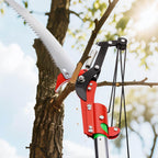 Vevor Manual Pole Saw, 3.87-27 Ft Extendable Pole Tree Pruner With Scissors, Sharp 65Mn Steel Blade, Lightweight Fiberglass Handle Pole, For High Branch Trimming, Pruning Tool For Palms And Shrubs