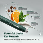 Wolf Project Under Eye Roller - Korean Beauty, With Caffeine, Vitamin C And Peptides - Energizing Serum For Dark Circles And Puffiness, Fine Lines, Wrinkles - Gel-Based Brightening Cream