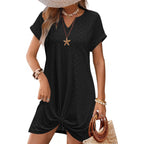 Swimsuit Cover Up Eyelet Short Sleeve Summer Dresses For Women Twisted Beach Vacation Clothes