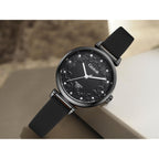 Women's Quartz Watch for Nurses Nursing Students Lady,Floral Pattern Dial with Crystal Markers, Second Hand,Soft Silicone Band