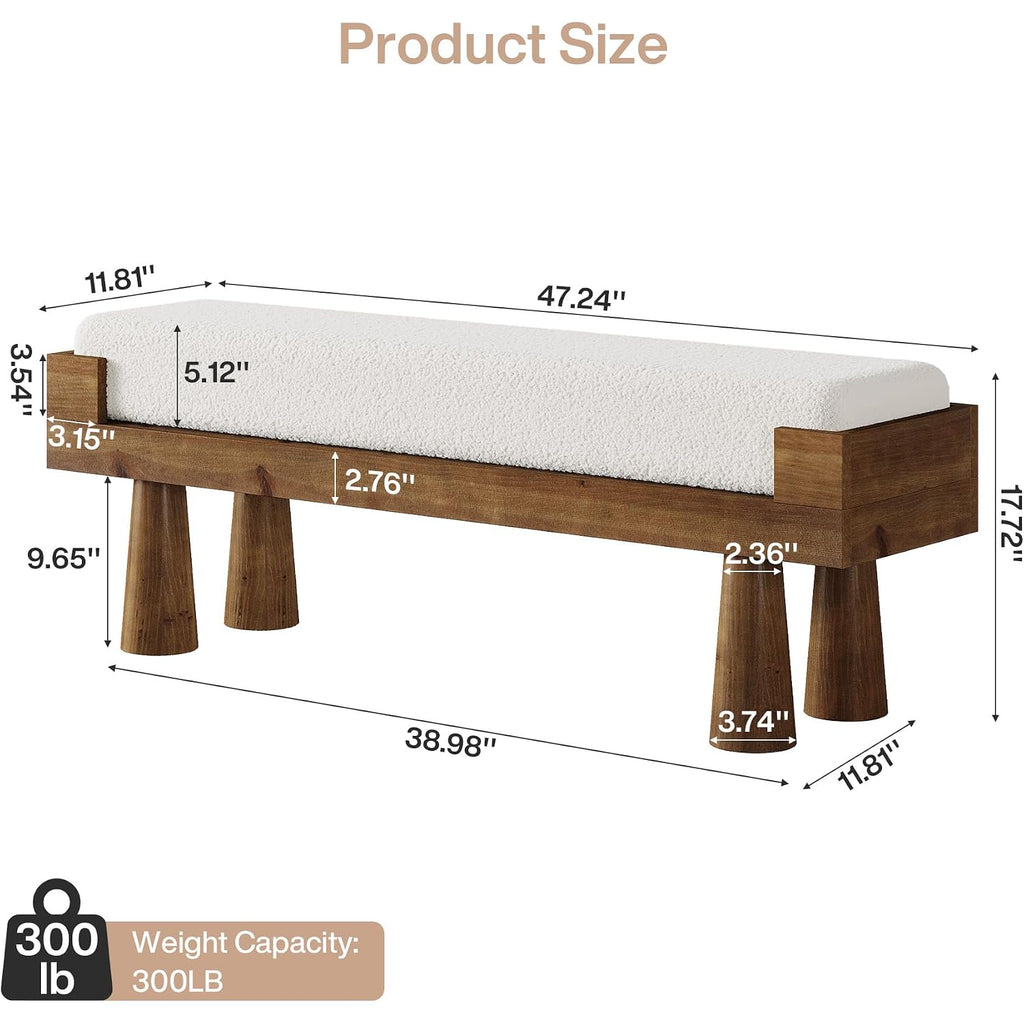 Tribesigns Upholstered Entryway Bench, Shoe Bench Padded Seat With Solid Wood Legs, Bedroom Benches End Of Bed Footstool For Living Room, Mudroom, Hallway, Rubberwood Legs