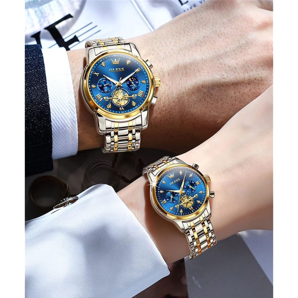 Olevs Couple Watch His And Her Set Matching Watch Mens Womens Diamond Romantic Valentine’S Day