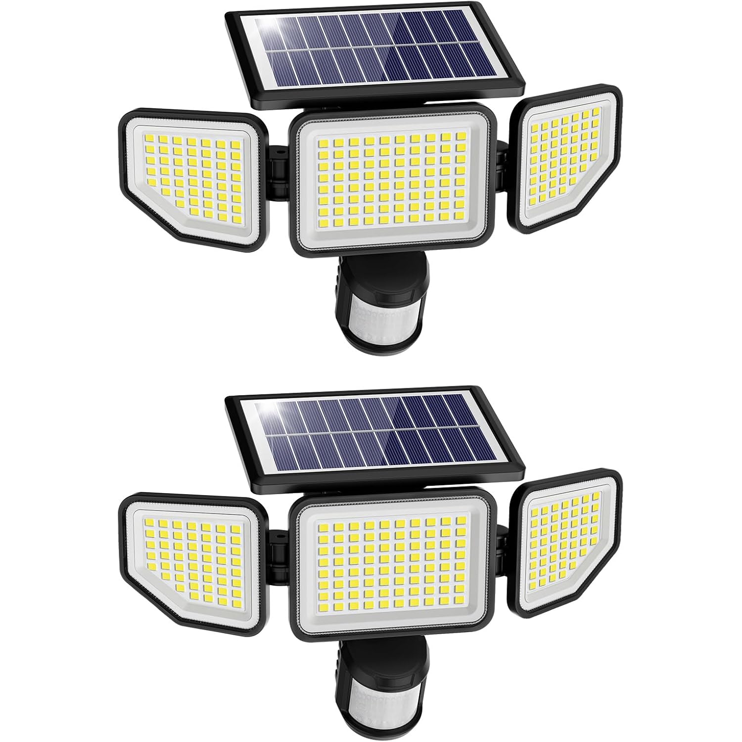 Onforu 4500Lm Solar Lights Outdoor, 3 Heads Security Lights With Remote Control, Ip65 Waterproof Motion Sensor Lights, 3 Modes Flood Lights For Wall, Porch, Yard, Outside, 2 Pack