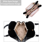 Kkxiu Triple Compartments Purses And Handbags For Women Fashion Ladies Satchel Shoulder Top Handle Bag