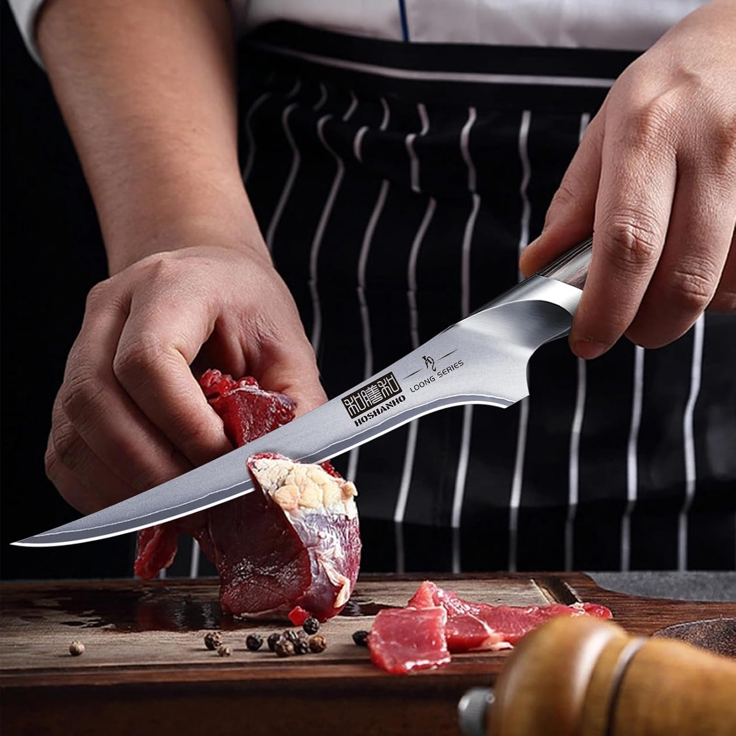 Hoshanho Fillet Knife 7 Inch, Super Sharp Boning Knife In High Carbon Stainless Steel, Professional Japanese Fish Knives For Meat Poultry Cutting