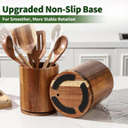 Wooden Utensil Holder, 360°Rotating 7.3'' Large Utensil Holder For Kitchen Counter, Kitchen Utensil Organizer, Utensil Crock, Farmhouse Kitchens Countertop Decor, Acacia Wood