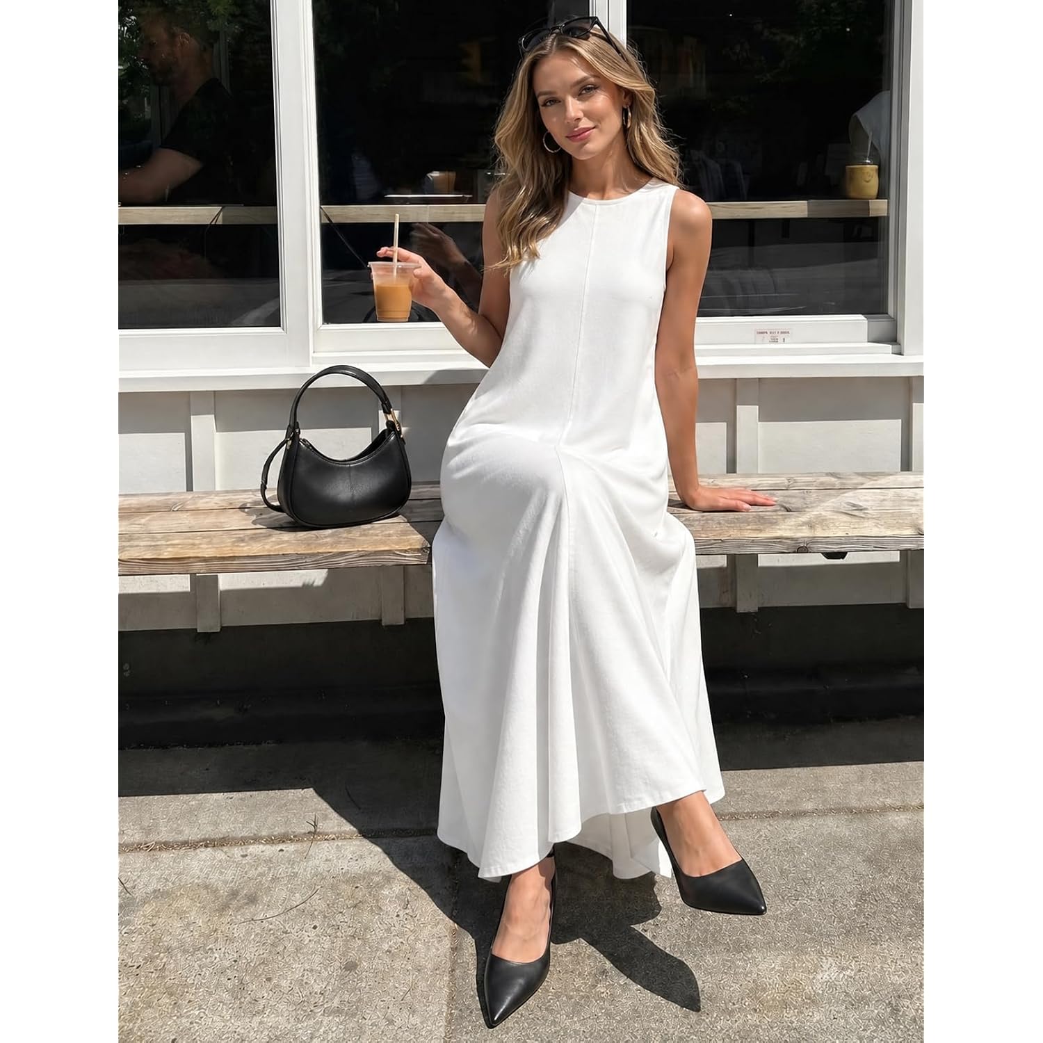 Merokeety Women'S Summer Maxi Dress 2026 Sleeveless Sundress Casual Loose Crewneck Beach Vacation Long Tank Dress