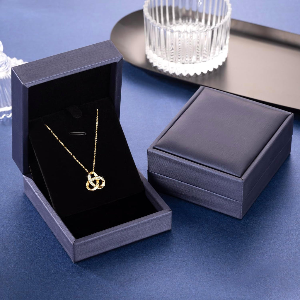 Chantel Yorke Gold Necklace for Women Trendy Love Knot Infinity Interlocking Knot Necklaces 14K Gold Pendant Necklace for Women Cubic Zirconia Necklaces 18in+5cm Adjustable Chain
