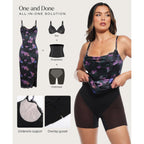 Popilush Satin Corset Dress Tummy Control Midi Dress Cocktail Date Night Classy Dresses With Lace Trim Bra