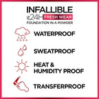 L'Oreal Paris Makeup Infallible Fresh Wear Foundation in a Powder, Up to 24H Wear, Waterproof, True Beige, 0.31 oz. (Packaging May Vary)