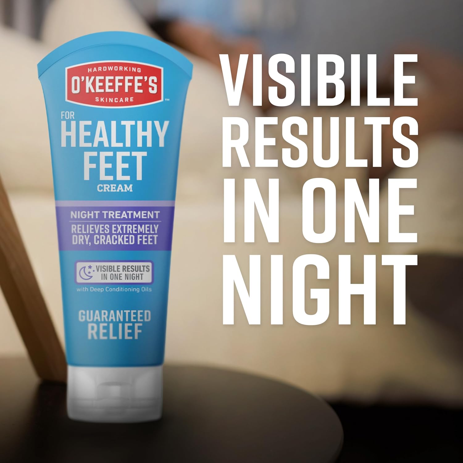 O'Keeffe's for Healthy Feet Night Treatment Foot Cream - 7 oz Tube (1 Pack) - Guaranteed Overnight Relief for Extremely Cracked, Dry Feet, Repairing Skincare, Instantly Boosts and Retains Moisture Levels