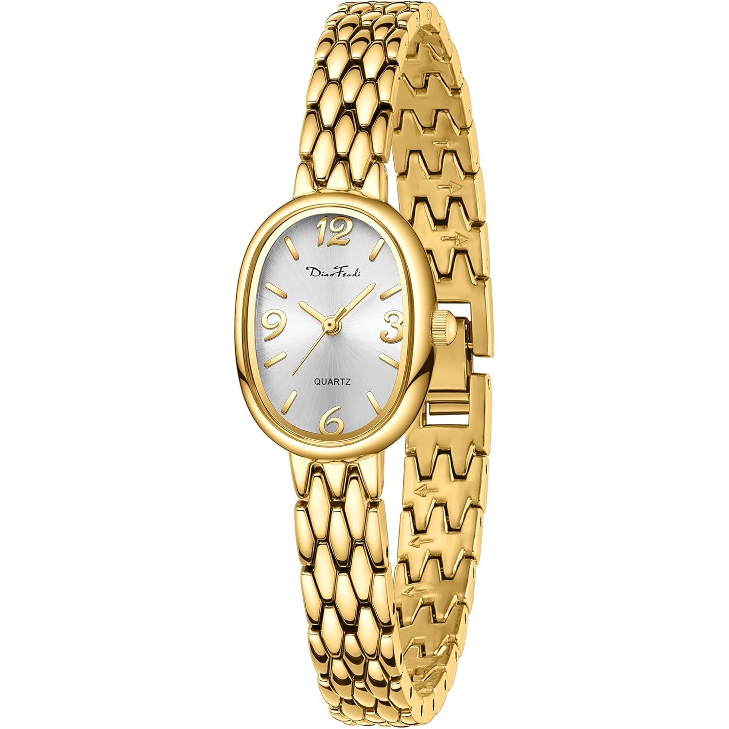 Diaofendi Petite Vintage Oval Gold Women’s Watch, Waterproof Elegant Watch with Japanese Quartz Movement, Adjustable Strap with Tool