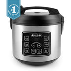 Aroma Housewares 20 Cup Cooked (10 Cup Uncooked) Digital Rice Cooker, Slow Cooker, Food Steamer, Ss Exterior (Arc-150Sb),Black