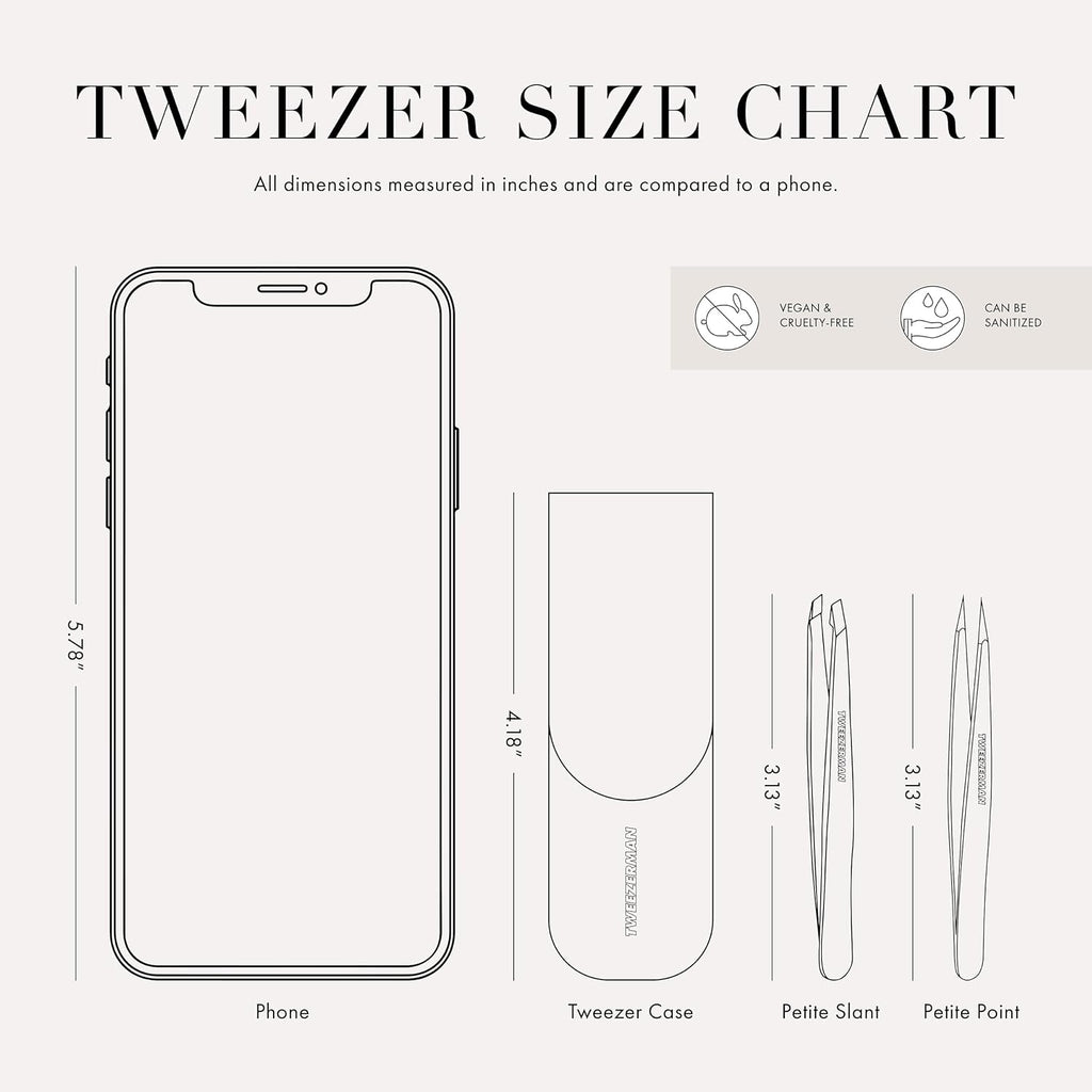 Tweezerman Paisley Petite Point and Slant Tweezer Set with Travel Case - Eyebrows for Women and Men