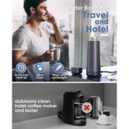 Nicewell Portable Electric Kettle For Travel Global Use 110-240V | Dual Voltage, 316 Stainless Steel, 6 Temp Presets, Lcd Display, 370Ml, Fast Boil, Auto Shut-Off, Keep Warm, Lightweight