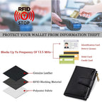 Airkit Small Wallet Women RFID Blocking Soft Leather Bifold Compact Card Holder Wallet for Women with Zipper Coin Pocket 4 ID Window