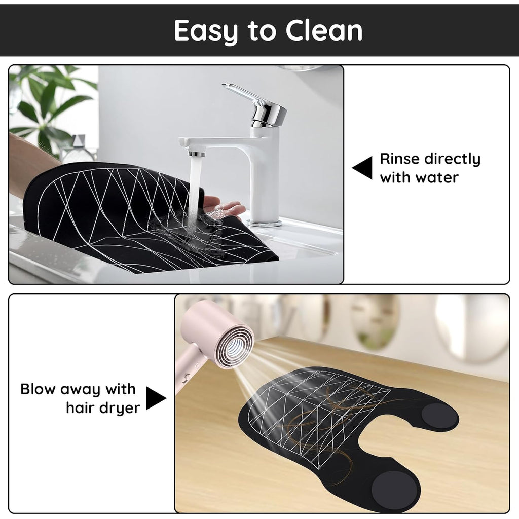 Segbeauty Hair Cutting Guide Mat Black, Longer Silicone Waterproof Cutting Mat, Professional Salon Hair Cutting Mat With Guidelines Weighted Neck Wrap For Hair Stylist
