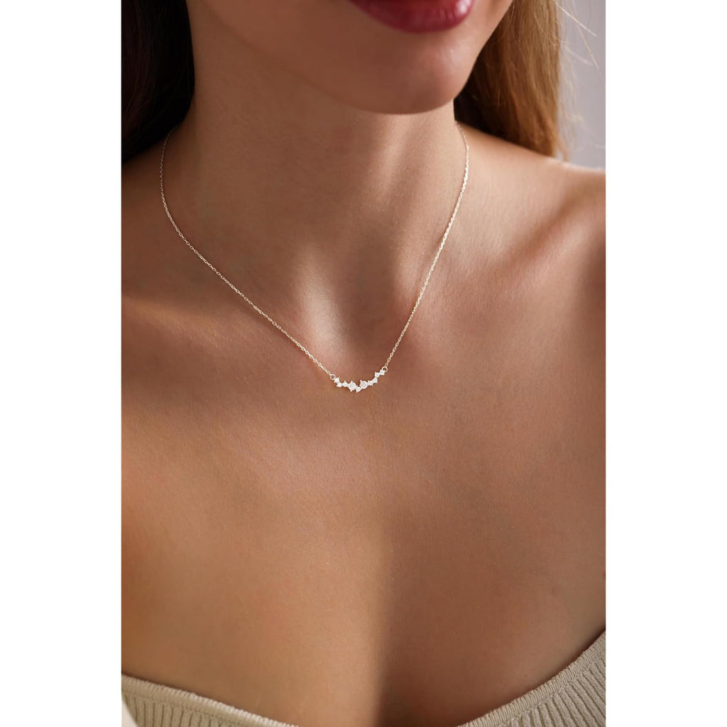 Mothers Day Gifts for Mom CZ Diamond Necklace for Women Dainty Square Cubic Zirconia Splints Solitaire Pendant Necklace for women 14kGold/Silver Plated Different Width Square CZ Pendant Necklaces Simulated Diamond Bridesmaid Jewelry for Women